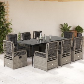 Set comedor de jardín 9 pzas cojines ratán sintético gris claro en Conjuntos de jardín | Comprar online en Foru.es