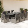 Set comedor de jardín 9 pzas cojines ratán sintético gris claro en Conjuntos de jardín | Comprar online en Foru.es