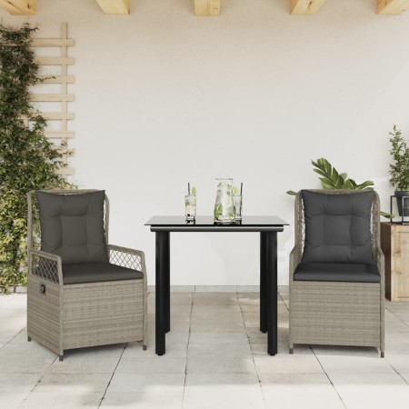 Set comedor de jardín 3 pzas cojines ratán sintético gris claro en Conjuntos de jardín | Comprar online en Foru.es