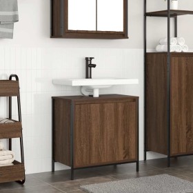 Mueble de baño con lavabo de roble marrón 60x34,5x60 cm de , Tocadores de baño - Ref: Foro24-861896, Precio: 64,71 €, Descuen...