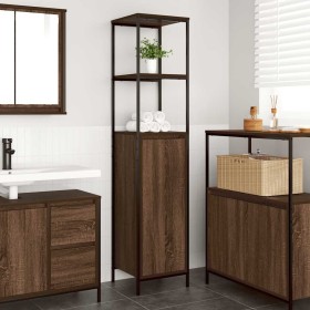 Mueble de baño con estantes roble marrón 36x35x165 cm de , Tocadores de baño - Ref: Foro24-861911, Precio: 74,92 €, Descuento: %