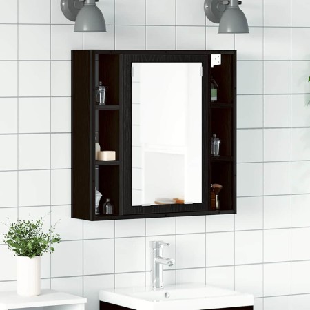 Armario de baño con espejo de madera de roble negro 60x16x60 cm de , Tocadores de baño - Ref: Foro24-862228, Precio: 65,30 €,...