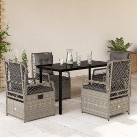 Set comedor de jardín 5 pzas cojines ratán sintético gris claro en Conjuntos de jardín | Comprar online en Foru.es