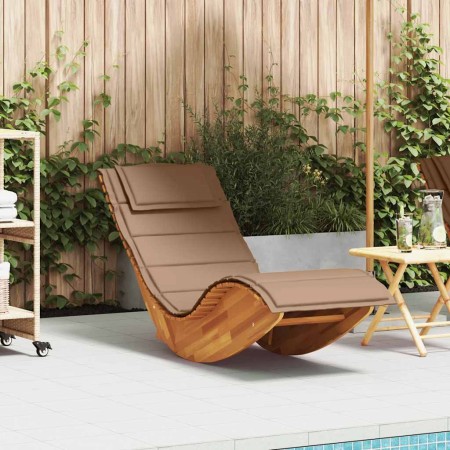 Tumbona mecedora con cojín de madera maciza de acacia de , Tumbonas - Ref: Foro24-4103885, Precio: 169,52 €, Descuento: %