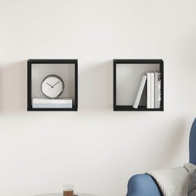 Estantes cubo de pared 2 uds madera roble negro 30x15x30 cm de , Estantes y estanterías - Ref: Foro24-862055, Precio: 26,85 €...