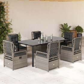 Set comedor jardín 7 pzas y cojines ratán sintético gris claro en Conjuntos de jardín | Comprar online en Foru.es