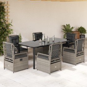 Set comedor jardín 7 pzas y cojines ratán sintético gris claro en Conjuntos de jardín | Comprar online en Foru.es