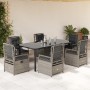 Set comedor jardín 7 pzas y cojines ratán sintético gris claro en Conjuntos de jardín | Comprar online en Foru.es