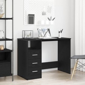 Escritorio con cajones contrachapada roble negro 102x50x76 cm de , Escritorios - Ref: Foro24-861993, Precio: 105,31 €, Descue...