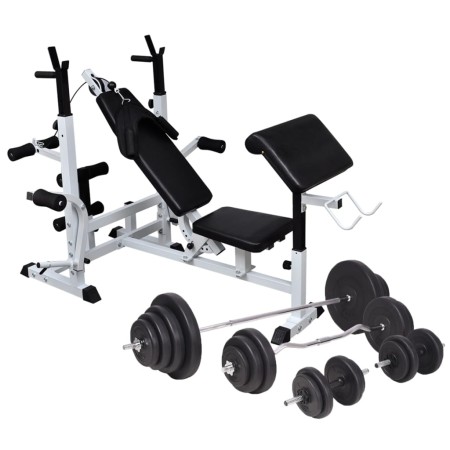 Banco musculación con soporte pesas, pesas y mancuernas 120 kg de , Máquinas de levantamiento de pesas - Ref: Foro24-275378, ...