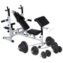 Banco musculación con soporte pesas, pesas y mancuernas 120 kg de , Máquinas de levantamiento de pesas - Ref: Foro24-275378, ...