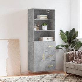 Aparador alto madera contrachapada gris hormigón 69,5x34x180 cm de , Aparadores - Ref: Foro24-3189433, Precio: 141,97 €, Desc...