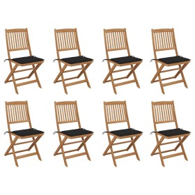 Sillas de jardín plegables 8 uds y cojines madera maciza acacia de , Sillas de jardín - Ref: Foro24-3075120, Precio: 427,63 €...