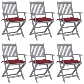 Sillas de jardín plegables 6 uds cojines madera maciza acacia de , Sillas de jardín - Ref: Foro24-3065431, Precio: 295,45 €, ...