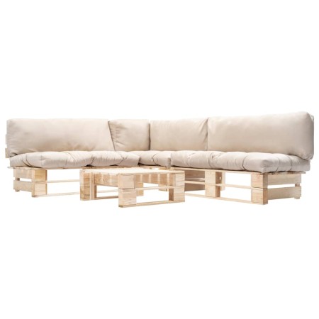 Muebles de palets de jardín con cojines arena 4 piezas madera de , Conjuntos de jardín - Ref: Foro24-277487, Precio: 396,87 €...