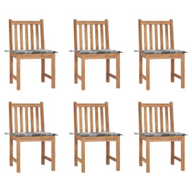 Sillas de jardín 6 unidades con cojines madera maciza de teca de , Sillas de jardín - Ref: Foro24-3073129, Precio: 666,21 €, ...