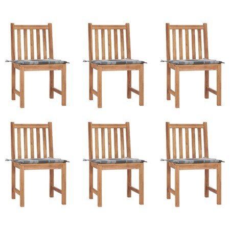 Sillas de jardín 6 unidades con cojines madera maciza de teca de , Sillas de jardín - Ref: Foro24-3073129, Precio: 666,21 €, ...