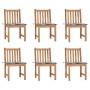 Sillas de jardín 6 unidades con cojines madera maciza de teca de , Sillas de jardín - Ref: Foro24-3073129, Precio: 666,21 €, ...