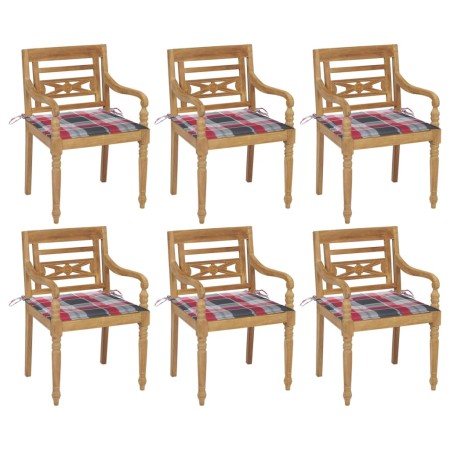Sillas Batavia 6 unidades madera maciza de teca con cojines de , Sillas de jardín - Ref: Foro24-3073335, Precio: 728,86 €, De...
