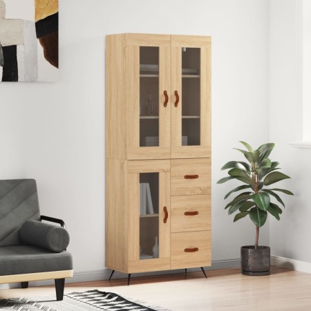 Aparador alto madera contrachapada color roble 69,5x34x180 cm de , Aparadores - Ref: Foro24-3198572, Precio: 171,78 €, Descue...