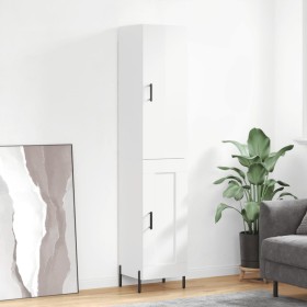 Aparador alto madera contrachapada blanco brillo 34,5x34x180 cm de , Aparadores - Ref: Foro24-3199115, Precio: 114,78 €, Desc...