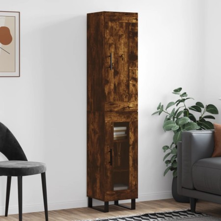 Aparador de madera contrachapada roble ahumado 34,5x34x180 cm de , Aparadores - Ref: Foro24-3200414, Precio: 103,06 €, Descue...