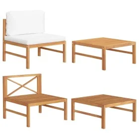 Garden furniture set 2 pieces teak wood and cream cushions by vidaXL, Modular outdoor sofas - Ref: Foro24-316110, Price: 139,...