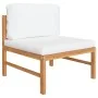 Garden furniture set 2 pieces teak wood and cream cushions by vidaXL, Modular outdoor sofas - Ref: Foro24-316110, Price: 139,...