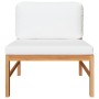 Set de muebles de jardín 2 pzas madera de teca y cojines crema de vidaXL, Sofás modulares de exterior - Ref: Foro24-316110, P...