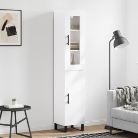 Aparador alto madera contrachapada blanco brillo 34,5x34x180 cm de , Aparadores - Ref: Foro24-3199195, Precio: 131,13 €, Desc...