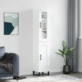 Aparador alto madera contrachapada blanco brillo 34,5x34x180 cm de , Aparadores - Ref: Foro24-3199515, Precio: 115,26 €, Desc...