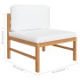 Set de muebles de jardín 2 pzas madera de teca y cojines crema de vidaXL, Sofás modulares de exterior - Ref: Foro24-316110, P...