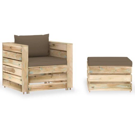Muebles de jardín 2 piezas con cojines madera impregnada verde de , Conjuntos de jardín - Ref: Foro24-3074539, Precio: 177,95...