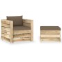 Muebles de jardín 2 piezas con cojines madera impregnada verde de , Conjuntos de jardín - Ref: Foro24-3074539, Precio: 177,95...