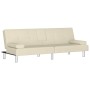 Sofá cama con portavasos cuero sintético color crema de , Sofás - Ref: Foro24-351927, Precio: 321,39 €, Descuento: %