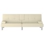 Sofá cama con portavasos cuero sintético color crema de , Sofás - Ref: Foro24-351927, Precio: 321,39 €, Descuento: %
