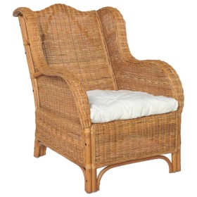 Sofá con cojín ratán natural y lino marrón claro de , Sofás - Ref: Foro24-325465, Precio: 271,16 €, Descuento: %