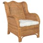 Sofá con cojín ratán natural y lino marrón claro de , Sofás - Ref: Foro24-325465, Precio: 271,16 €, Descuento: %