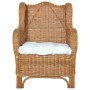 Sofá con cojín ratán natural y lino marrón claro de , Sofás - Ref: Foro24-325465, Precio: 271,16 €, Descuento: %