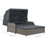 Tumbona para 2 personas con toldo ratán sintético gris de , Camas para exteriores - Ref: Foro24-44825, Precio: 653,76 €, Desc...