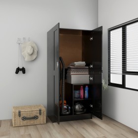 Armario madera contrachapada negro brillante 82,5x51,5x180 cm de , Armarios roperos - Ref: Foro24-803441, Precio: 174,46 €, D...