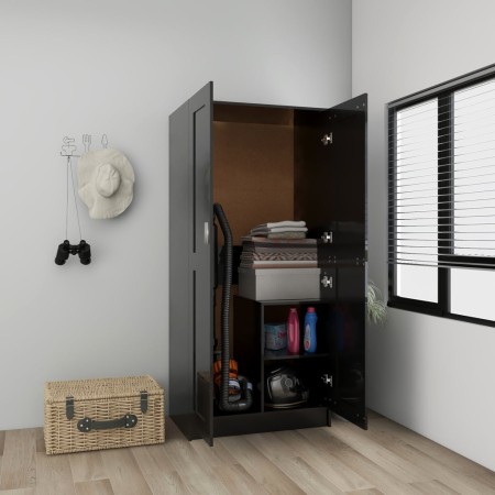 Armario madera contrachapada negro brillante 82,5x51,5x180 cm de , Armarios roperos - Ref: Foro24-803441, Precio: 174,46 €, D...
