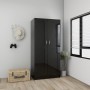 Armario madera contrachapada negro brillante 82,5x51,5x180 cm de , Armarios roperos - Ref: Foro24-803441, Precio: 174,46 €, D...