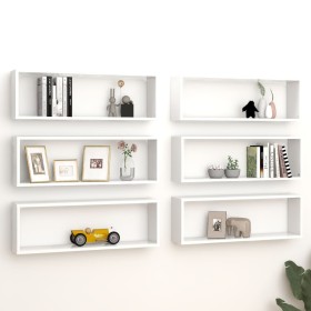 Estantes cubo de pared 6 uds contrachapado blanco 80x15x26,5 cm de , Estantes y estanterías - Ref: Foro24-807108, Precio: 66,...