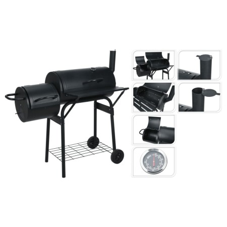 ProGarden Barbacoa con ahumador forma de cilindro negro de , Barbacoas - Ref: Foro24-445884, Precio: 166,99 €, Descuento: %