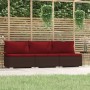 Sofá de jardín de 3 plazas con cojines ratán sintético marrón de , Conjuntos de jardín - Ref: Foro24-317550, Precio: 385,59 €...