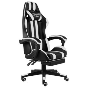 Silla gaming con reposapiés cuero sintético negro y blanco de , Sillas de oficina - Ref: Foro24-20531, Precio: 137,98 €, Desc...