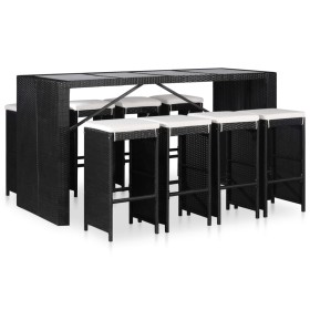 Juego de comedor de jardín 9 piezas ratán sintético negro de , Conjuntos de jardín - Ref: Foro24-43966, Precio: 559,82 €, Des...