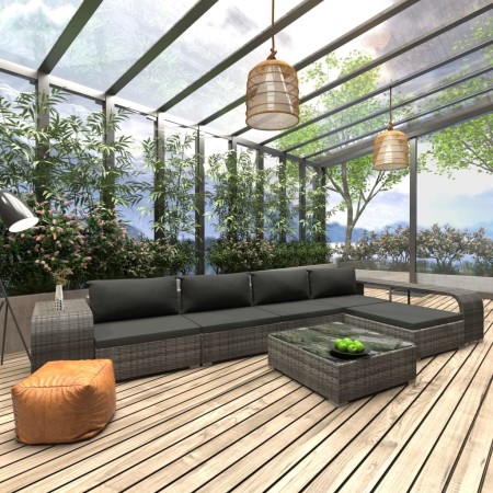 Set de muebles de jardín 8 pzas y cojines ratán sintético gris de , Conjuntos de jardín - Ref: Foro24-46820, Precio: 625,50 €...