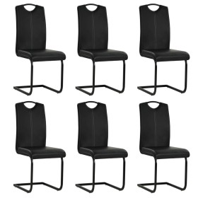 Sillas de comedor voladizas 6 unidades cuero sintético negro de , Sillas de comedor - Ref: Foro24-275463, Precio: 421,82 €, D...